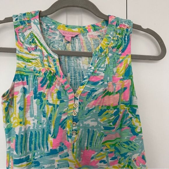 Lilly Pulitzer Essie Tank Top Cotton Size XXS Sea Salt and Sun print - Picture 2 of 7